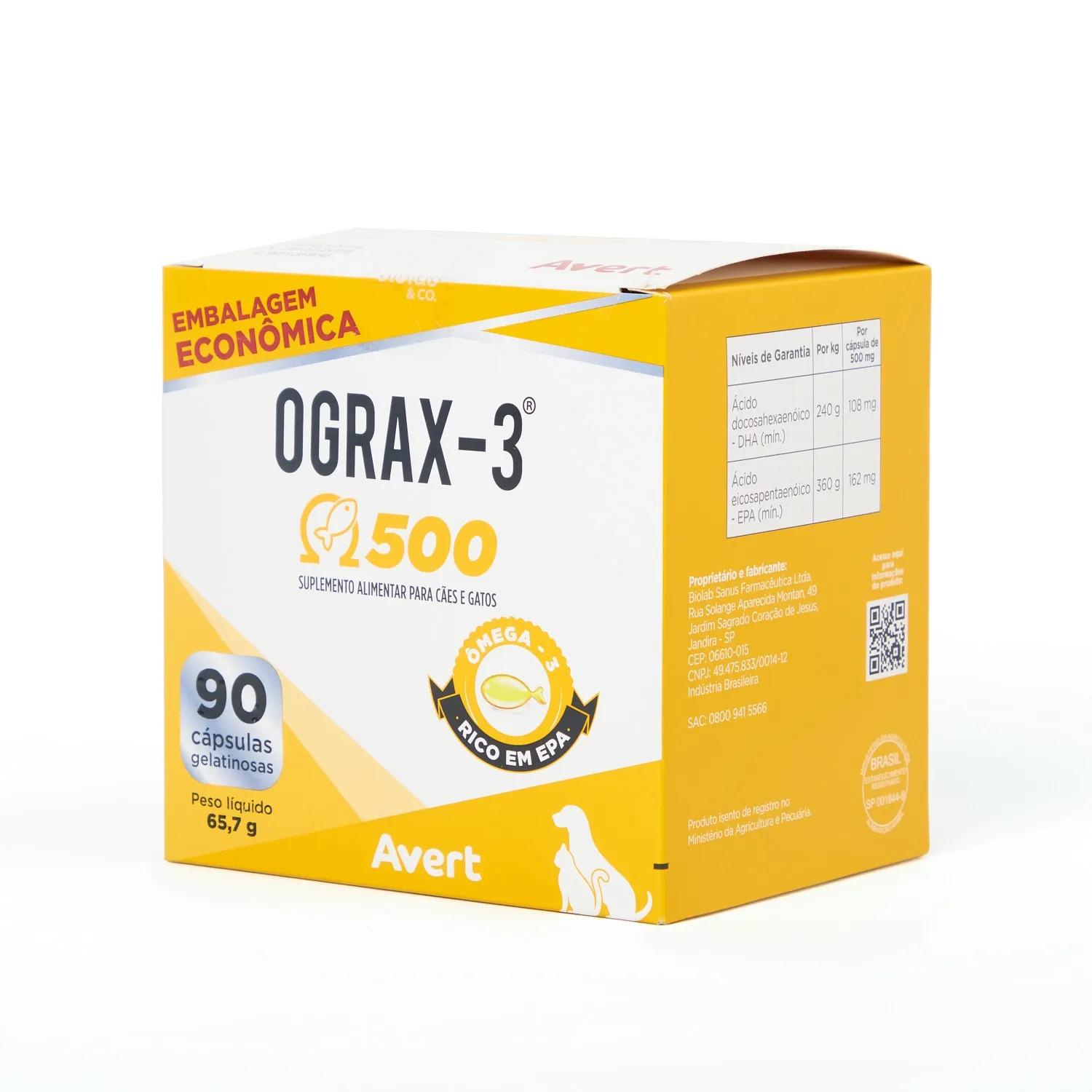 Ograx-3 500mg para Caes e Gatos Avert embalagem_LATERAL-02